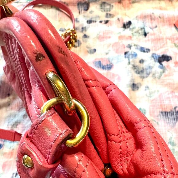 Marc Jacobs Little Stam Quilted Leather Chain Bag Purse Bubble Pink - Picture 9 of 15
